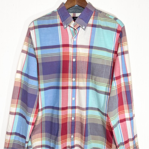 J. Crew Mens Plaid Multi Color Long Sleeve Buttondown Shirt Medium - Picture 3 of 6